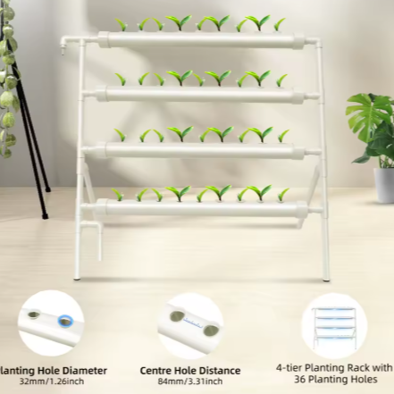 Hydrocultuur Groeisysteem – 36 Gaten, 4 Niveaus, PVC, Automatisch Irrigatiesysteem voor Groenten en Kruiden