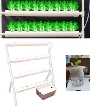 Hydrocultuur Kweekset – 36 Gaten, 4 Buizen, Grondloze Teelt met Automatisch Irrigatiesysteem, PVC Waterpomp voor Groenten en Bloemen