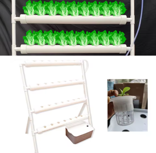 Hydrocultuur Kweekset – 36 Gaten, 4 Buizen, Grondloze Teelt met Automatisch Irrigatiesysteem, PVC Waterpomp voor Groenten en Bloemen