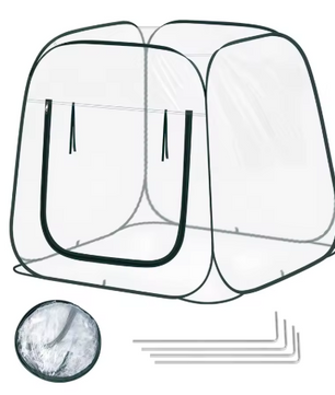 Pop-up Mini-Kas voor Planten – 70x70x80 cm, Wintertent voor Tuin en Groenten met Ritssluiting en Grondspijkers