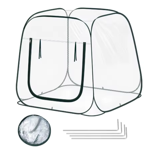 Pop-up Mini-Kas voor Planten – 70x70x80 cm, Wintertent voor Tuin en Groenten met Ritssluiting en Grondspijkers