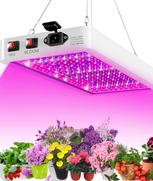 LED Groeilicht voor Kamerplanten – Volledig Spectrum, Dimbaar, 216 LEDs, Dubbele Schakelaar, Waterdichte Hanglamp voor Plantenkweek