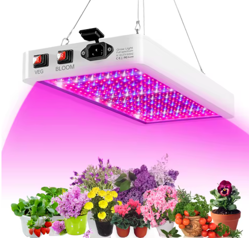 LED Groeilicht voor Kamerplanten – Volledig Spectrum, Dimbaar, 216 LEDs, Dubbele Schakelaar, Waterdichte Hanglamp voor Plantenkweek