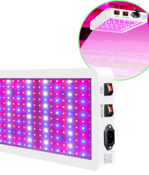 LED Groeilicht voor Kamerplanten – Volledig Spectrum, Dimbaar, 216 LEDs, Dubbele Schakelaar, Waterdichte Hanglamp voor Plantenkweek