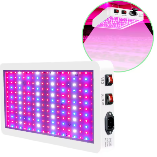 LED Groeilicht voor Kamerplanten – Volledig Spectrum, Dimbaar, 216 LEDs, Dubbele Schakelaar, Waterdichte Hanglamp voor Plantenkweek