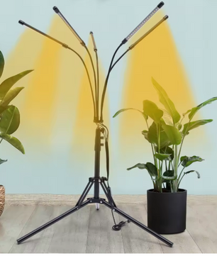 LED Groeilamp voor Kamerplanten met Standaard – 5-Koppige Plantengroeilamp met Volledig Spectrum, 4/8/12 uur Timer, Verstelbaar Statief