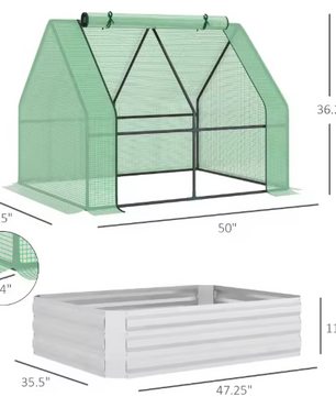 Verhoogd Tuinbed met Kasbedekking – Bescherming voor Planten, Groenten en Bloemen, 50 cm