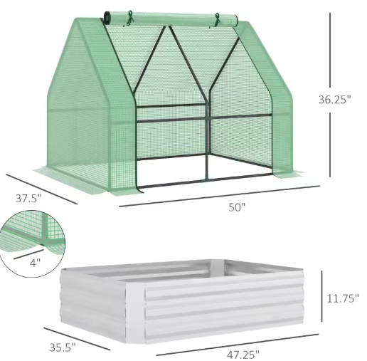 Verhoogd Tuinbed met Kasbedekking – Bescherming voor Planten, Groenten en Bloemen, 50 cm