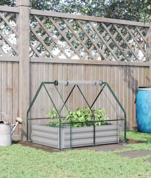 Tuinbed met Kasbedekking – Verhoogd Plantbed voor Groenten, Tomaten en Bloemen met PE Zeildoek, 50 cm