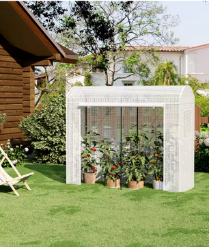 Tuin Kas met Oproldeur en Wielen – Winterbescherming voor Planten, Groenten en Bloemen, 170x68x200 cm