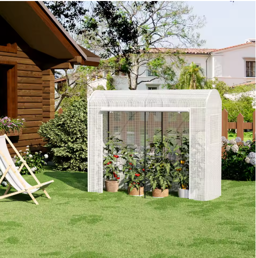 Tuin Kas met Oproldeur en Wielen – Winterbescherming voor Planten, Groenten en Bloemen, 170x68x200 cm