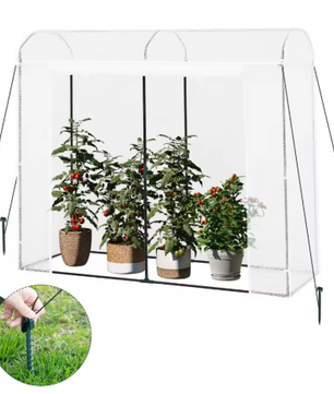 Tuin Kas met Oproldeur en Wielen – Winterbescherming voor Planten, Groenten en Bloemen, 170x68x200 cm