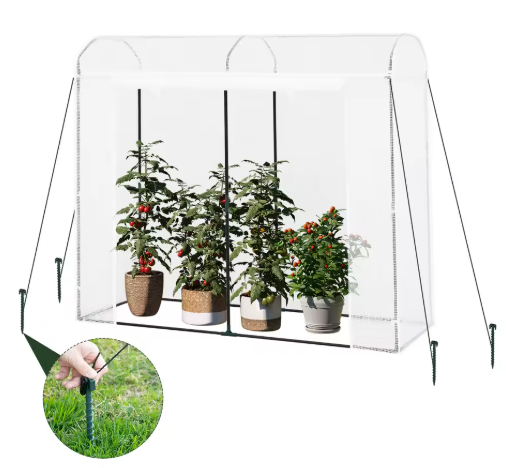 Tuin Kas met Oproldeur en Wielen – Winterbescherming voor Planten, Groenten en Bloemen, 170x68x200 cm