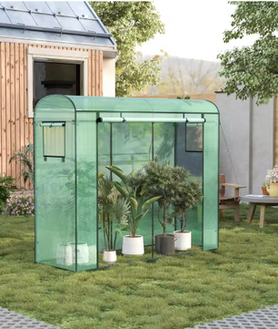 Tuin Kas met Oproldeur en Wielen – Winterbescherming voor Planten, Groenten en Bloemen, 170x68x200 cm