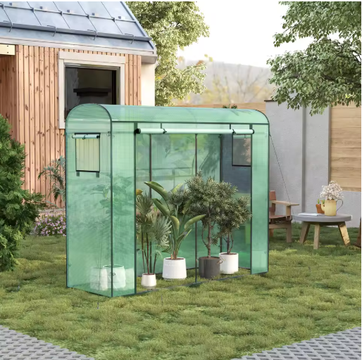 Tuin Kas met Oproldeur en Wielen – Winterbescherming voor Planten, Groenten en Bloemen, 170x68x200 cm