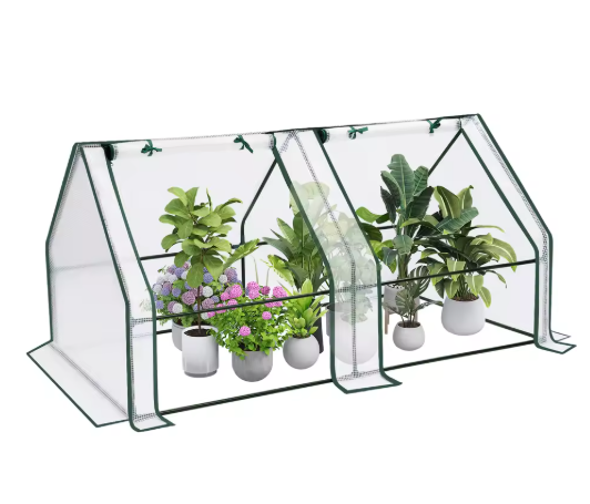 Tuinkas met Oproldeur – Bescherming voor Planten, Groenten en Bloemen, Stalen Frame, 200x77x146/169 cm