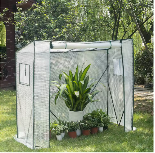 Pop-up Tuinkas voor Planten – Winterbescherming met PVC Afdekking en Stalen Frame, 200x77x146/169 cm