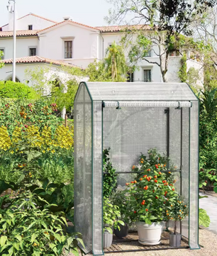 Pop-up Tuinkas voor Planten en Groenten – Winterbescherming met Oprolde Deur en Wielen, 70x70x150 cm