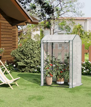 Pop-up Tuinkas voor Planten en Groenten – Winterbescherming met Oprolde Deur en Wielen, 70x70x150 cm
