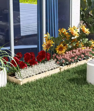 Verhoogd Tuinbed met 2 Vakken – Grote Plantenbak voor Bloemen, Kruiden en Groenten, Natuurlijk Hout – 237x60x25 cm