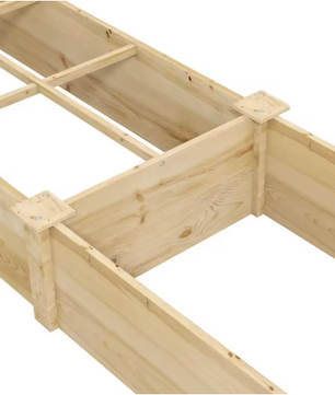 Verhoogd Tuinbed met 2 Vakken – Grote Plantenbak voor Bloemen, Kruiden en Groenten, Natuurlijk Hout – 237x60x25 cm