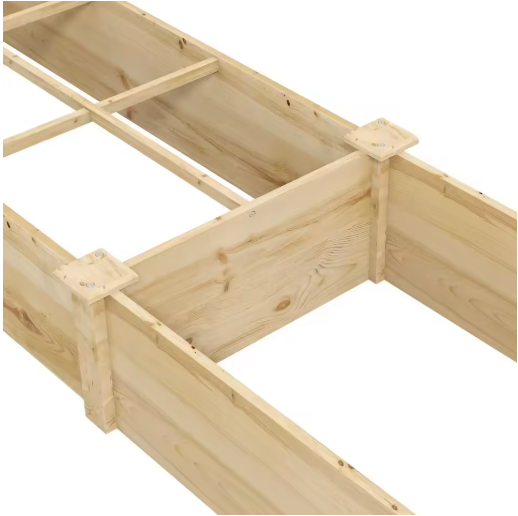 Verhoogd Tuinbed met 2 Vakken – Grote Plantenbak voor Bloemen, Kruiden en Groenten, Natuurlijk Hout – 237x60x25 cm