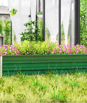 Verhoogd Stalen Tuinbed met Handschoenen – Plantenbak voor Groenten, Kruiden en Bloemen – 183 x 47 x 40 cm