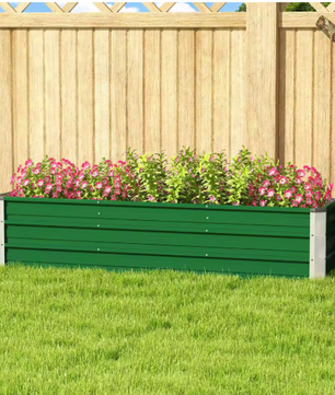 Verhoogd Stalen Tuinbed met Handschoenen – Plantenbak voor Groenten, Kruiden en Bloemen – 183 x 47 x 40 cm