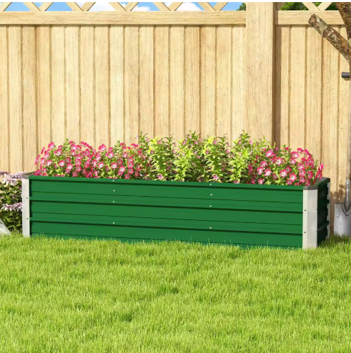 Verhoogd Stalen Tuinbed met Handschoenen – Plantenbak voor Groenten, Kruiden en Bloemen – 183 x 47 x 40 cm