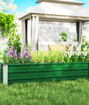 Verhoogd Stalen Tuinbed met Handschoenen – Plantenbak voor Groenten, Kruiden en Bloemen – 183 x 47 x 40 cm