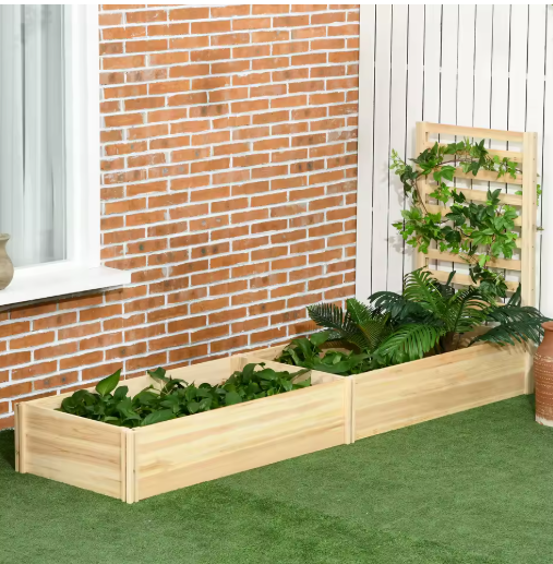Plantenbak met Rooster voor Klimplanten en 2 Kweekdozen – Houten Tuinbak met Verhoogd Ontwerp voor Tuin, Balkon of Patio