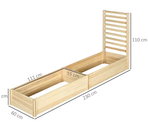 Plantenbak met Rooster voor Klimplanten en 2 Kweekdozen – Houten Tuinbak met Verhoogd Ontwerp voor Tuin, Balkon of Patio