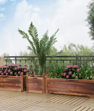 Verhoogde Houten Tuinbak voor Bloemen en Groenten – Massief Grenenhout, Op het Raam Gemonteerde Planter