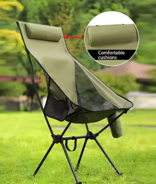 Opvouwbare Campingstoel met Hoofdsteun – Lichtgewicht Aluminium Tuinmeubilair