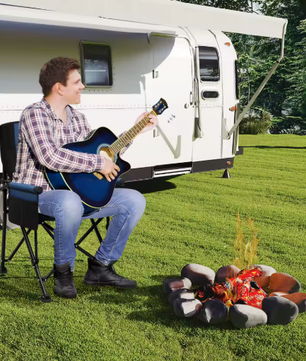 Set van 2 Draagbare Opvouwbare Campingstoelen – Lichtgewicht Zero Gravity Stoel met Bekerhouder, Zijvak en Draagtas