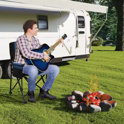 Set van 2 Draagbare Opvouwbare Campingstoelen – Lichtgewicht Zero Gravity Stoel met Bekerhouder, Zijvak en Draagtas
