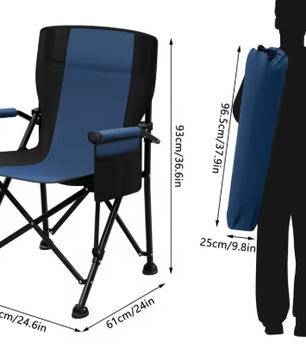 Set van 2 Draagbare Opvouwbare Campingstoelen – Lichtgewicht Zero Gravity Stoel met Bekerhouder, Zijvak en Draagtas