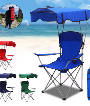 Draagbare Klapstoel – Strandstoel met Zonnescherm en Armleuningen