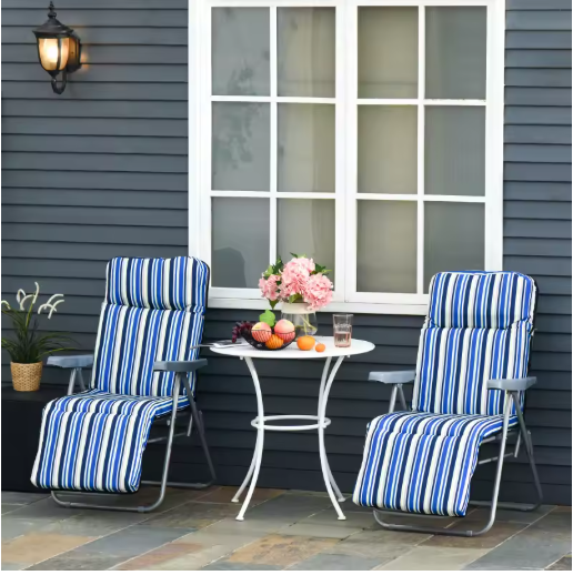 Set van 2 Verstelbare Opvouwbare Loungestoelen met Kussens voor Tuin en Terras