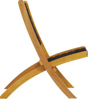 Set van 2 Opvouwbare Tuinstoelen – Zwart Acaciahout & Polypropyleen