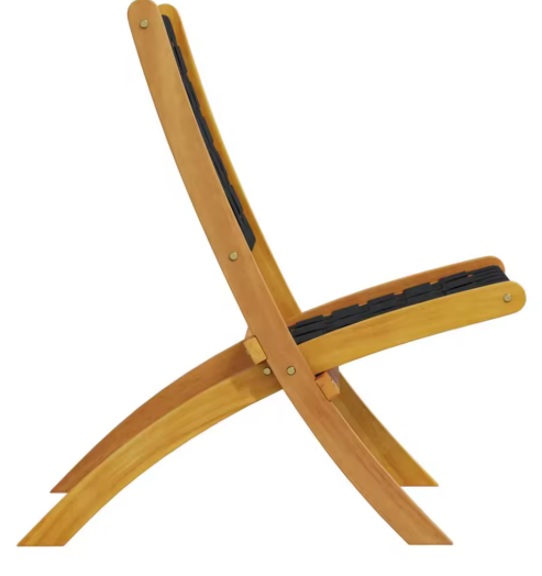 Set van 2 Opvouwbare Tuinstoelen – Zwart Acaciahout & Polypropyleen