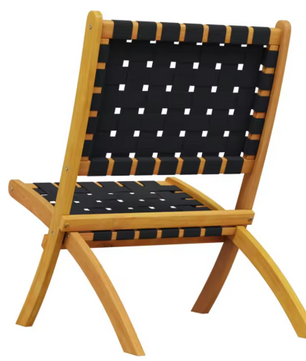 Set van 2 Opvouwbare Tuinstoelen – Zwart Acaciahout & Polypropyleen