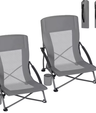 Opvouwbare Campingstoel met Armleuningen, Bekerhouder en Draagtas