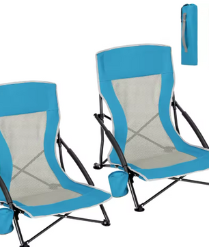 Opvouwbare Campingstoel met Armleuningen, Bekerhouder en Draagtas