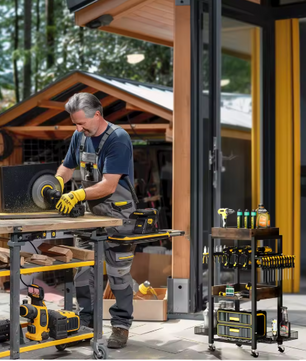 4-Laags Elektrische Gereedschapswagen – Met Wielen, Boorhouder & Opbergrekken