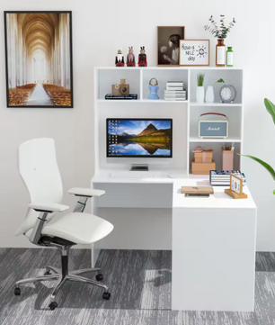 L-Vormig Hoekbureau met Planken – 124,7×107,8×152,5 cm, Ruim en Functioneel