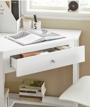 Compact Hoekbureau met Lade & Plank – 76×76 cm Werkblad