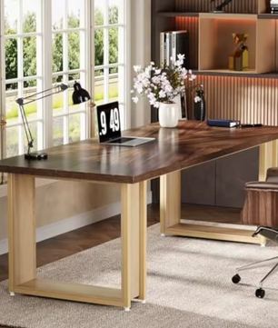Groot Houten Bureau met Sled-Frame – 160 cm Werkblad