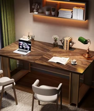 Groot Houten Bureau met Sled-Frame – 160 cm Werkblad