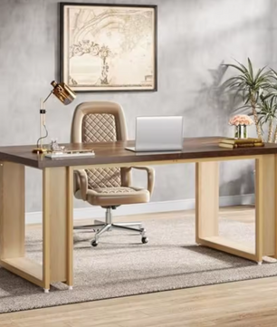 Groot Houten Bureau met Sled-Frame – 160 cm Werkblad